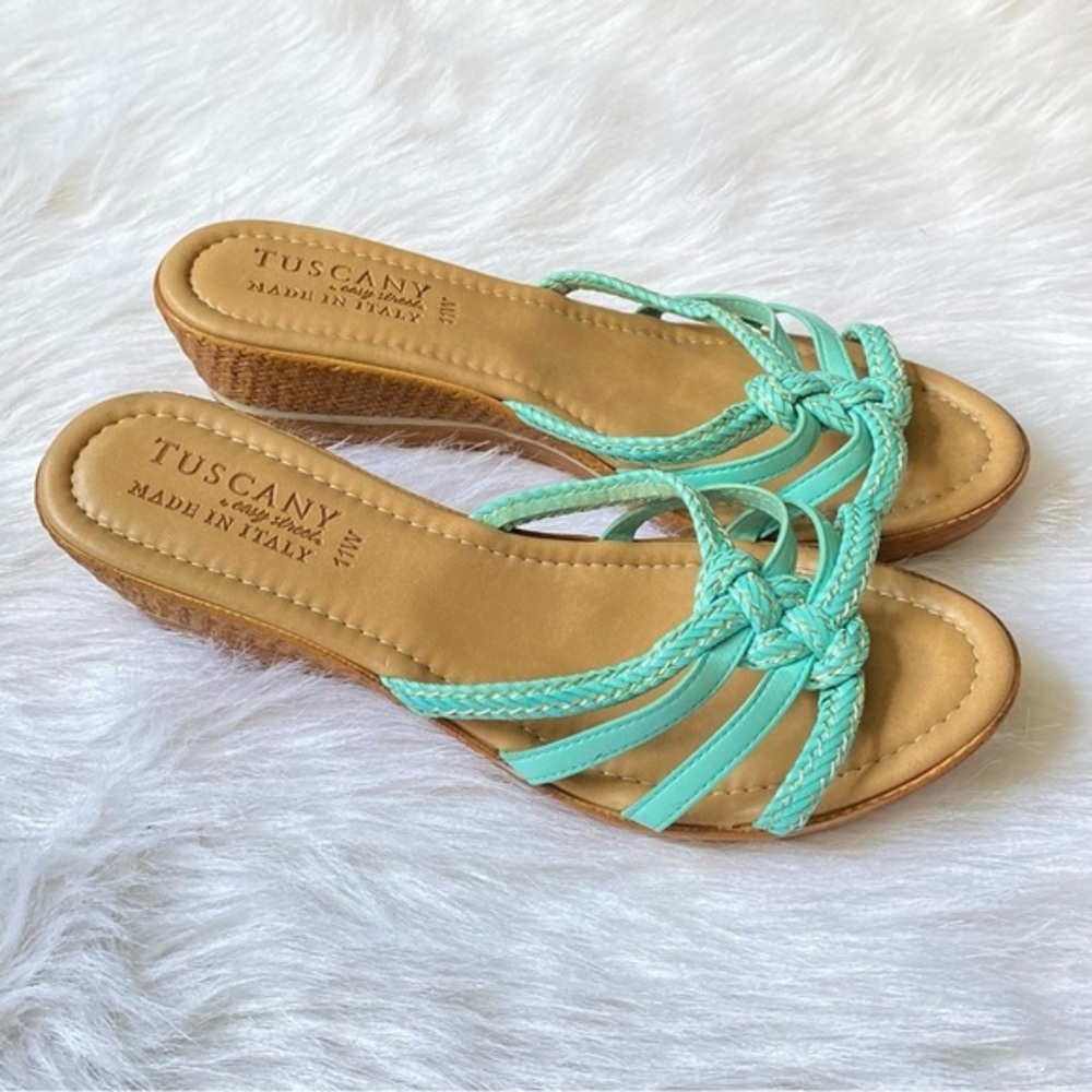 Tuscany Easy Street  Sandal’s Womens Size 11 Wide  Made In Italy‎ Turquoise
